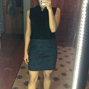 Green and black pencil skirt